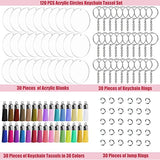 JINMURY 120 Pcs 2 Inch Acrylic Keychain Blanks | Clear Acrylic Circle Discs with Hole, Come with Silver 30 Tassles and 30 Keychain Rings, Perfect for JINMURY