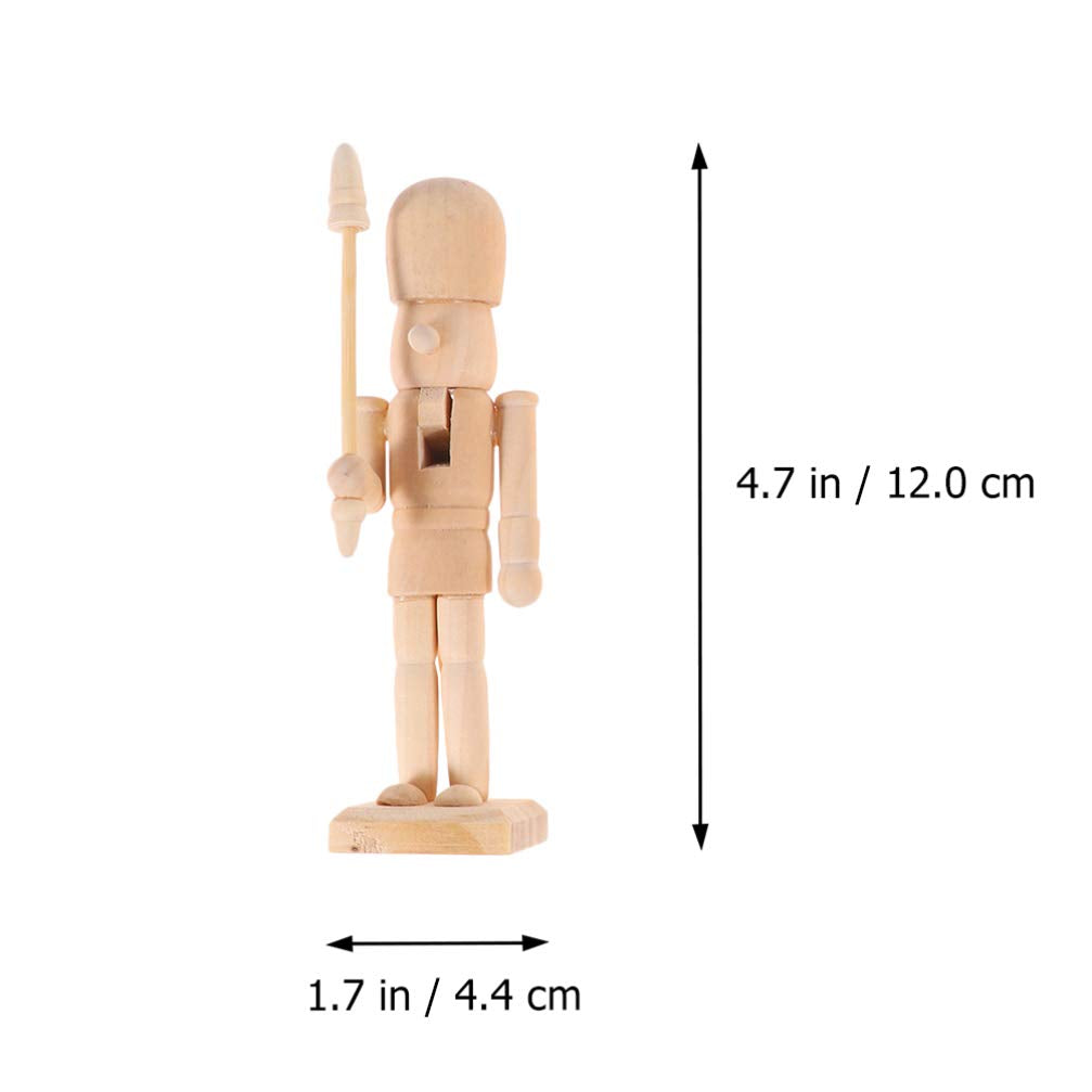 Amosfun 6pcs Christmas Nutcracker Figurine Unfinished Wooden Peg People Doll Desktop Figure Ornaments for Xmas Party DIY Painting Craft Art Peg Game