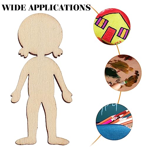 Wooden Boy Girl Cutout 50pcs Wood Female Shapes Unfinished Wooden Cutout Blank Wooden Slices for DIY Painting Staining Burning Crafts Projects DIY HOMSFOU