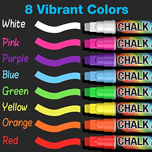 Window Chalk Markers for Cars Washable: 8 Colors Jumbo Liquid Chalk Marker with 10mm Thick Tips, Big Chalkboard Markers, Car Window Paint Markers Pen KERIFI