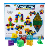 Cra-Z-Art Magrific 3D Magnetic Blocks 28 Piece Set - Colorful Magnet Building Tiles with 3D Blocks, Vehicle Wheels - STEM Skills Cra-Z-Art