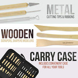 US Art Supply 14-Piece Pottery, Clay Sculpture & Ceramics Tool Set with Canvas Zippered Case US Art Supply