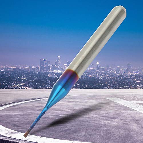 10pcs Tungsten Nose End Mill Blue Coated Spiral Router Bits Milling Machine Cutter Drill Bit CNC Rotary Burrs Set Tool(0.8mm) Wal front