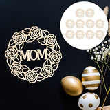 PartyKindom 10pcs Mother's Day Pendant Wooden Embellishments Mother s Day Party Decor Unfinished Wood Cutouts decoraciones para salas de casa Wreath PartyKindom