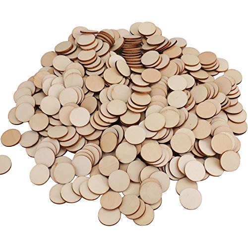 Foraineam 400 Pieces 1 Inch Unfinished Wood Craft Circle Cutouts Round Natural Wooden Disc Circles Slices for DIY Crafts and Decoration Foraineam