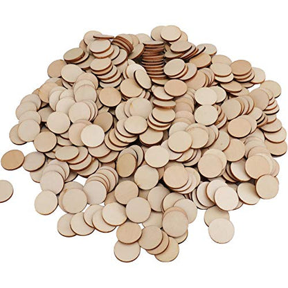 Foraineam 400 Pieces 1 Inch Unfinished Wood Craft Circle Cutouts Round Natural Wooden Disc Circles Slices for DIY Crafts and Decoration