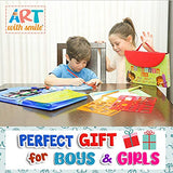 Drawing Stencils for Kids Kit & Carry Case – – Child-Safe, Non-Toxic Stencil Set with 300 Shapes, Colored Pencils, Paper, Etc. – Travel Art Supplies Art with smile