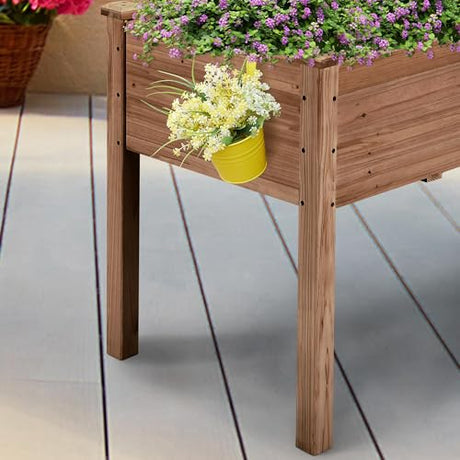 Yaheetech 1pc Raised Garden Bed 48x24x30in Elevated Wooden Horticulture Planter Box with Legs Standing Growing Bed for Yaheetech