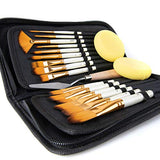 ARTIFY 15 Pieces Paint Brush Set, Intermediate Series, Includes Pop-Up Carrying Case with Palette Knife and 2 Sponges, for Acrylic, Oil, Watercolor ARTIFY art supplies