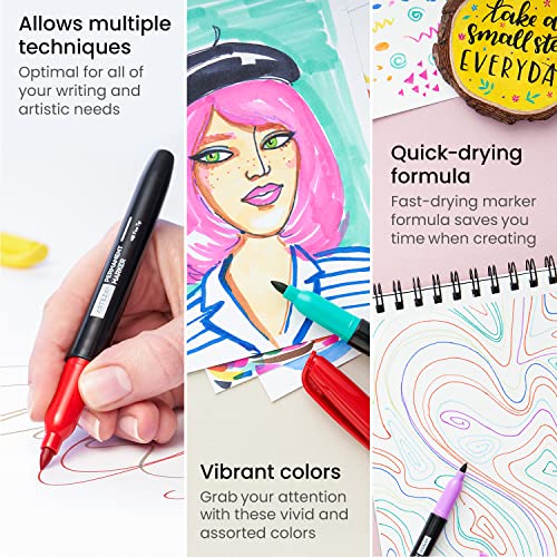 ARTEZA Permanent Markers, Set of 24, Fine Tip Pens, Retro Pop Colors, Waterproof Rock Painting, Art and Craft for Plastic, Stone, Glass, Wood, and ARTEZA