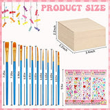 22 Pcs Unfinished Wood Box for Crafts with Magnetic Hinged Lid 3.5 x 3.5 x 2 Inch Wooden Square Paintable Box with 10 Pcs Paint Brushes 4 Sheets Roowest