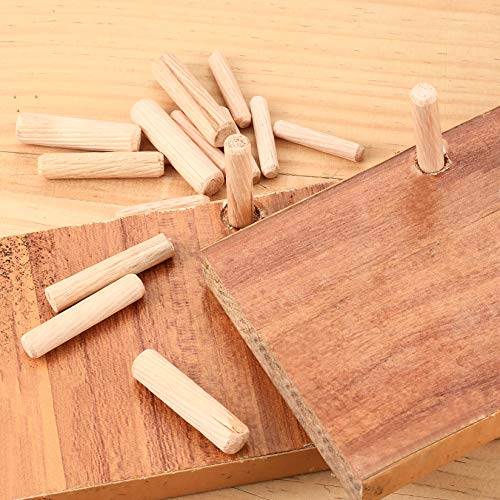 90 Pcs Wooden Dowel Pins, Straight Groove Wooden Dowel Pins with Beveled Ends Tapered, Easy Insertion, for Furniture Door Art Crafts Projects, M6 M8 HexinYigjly