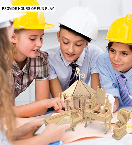 Puzzled 3D Puzzle Bathroom Dollhouse Furniture Set Wood Craft Construction Model Kit, Fun & Educational DIY Wooden Toy Assemble Model Unfinished Puzzled