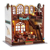 DIY Miniature Wooden Dollhouse Kit: Magic Book Store House with Furniture and LED - Great Handmade Crafts Model Building Kit Decor Gifts for Adults Quanquer