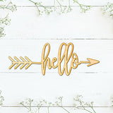 Woodums Hello Arrow Wood Sign Hello Décor Wall Art for Gallery Wall - Unfinished 18" Wide x 6" Tall Woodums