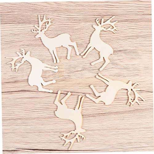 BESTOYARD 30 Pcs Deer Wood Piece Unfinished Wood Reindeer Wood Cutout Slices Elk Wood Cutout Hanging Elk Decorations Xmas Tree Ornament Christmas