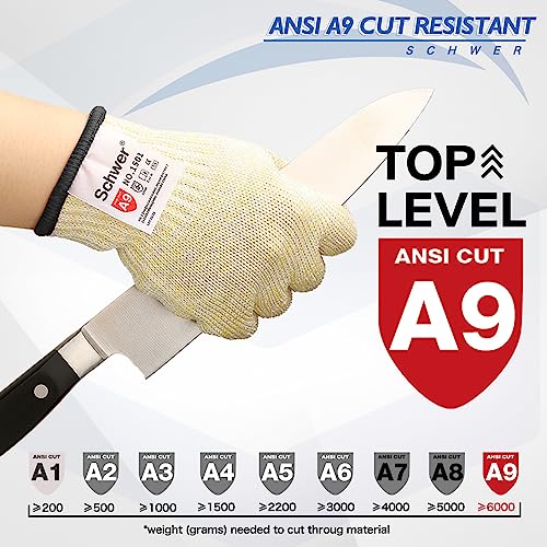 Schwer ANSI A9 Cut Resistant Glove, Stainless Steel Mesh Metal Glove, Food  Grade for Kitchen Cooking, Butcher Meat Cutting, Oyster Shucking