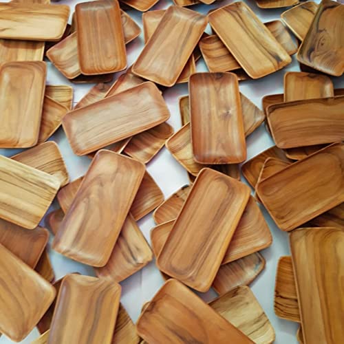 Cozinest Serving Platter Teak Wood – Rectangular Serving Tray 5 x 10 inches Party Wooden Platters Wood Tray for Display Fruit Snacks Dessert CoziNest