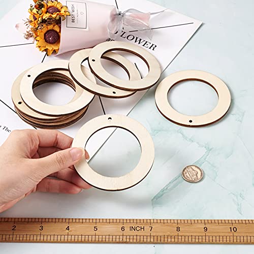 Craftdady 40pcs Unfinished Flat Round Wood Pendants 80mm Large Circle Linking Ring Charms for DIY Jewelry Crafts Home Ornaments Craftdady