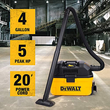 DEWALT DXV04T Portable 4 gallon Wet/Dry Vaccum, Yellow - WoodArtSupply