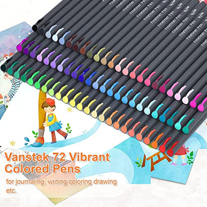 Vanstek 46 Pack Journal Planner Colored Pens, Fineliner Pens for 46 Colors