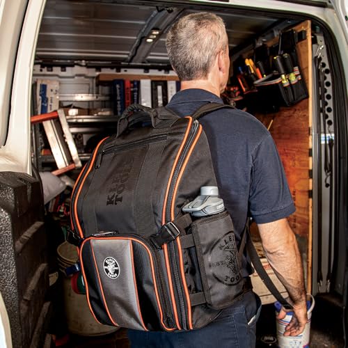 Klein Tools 55482 Tool Bag Backpack, Heavy Duty Tradesman Pro Tool Organizer with 21 Pockets and Large Interior, Water Resistant Klein Tools