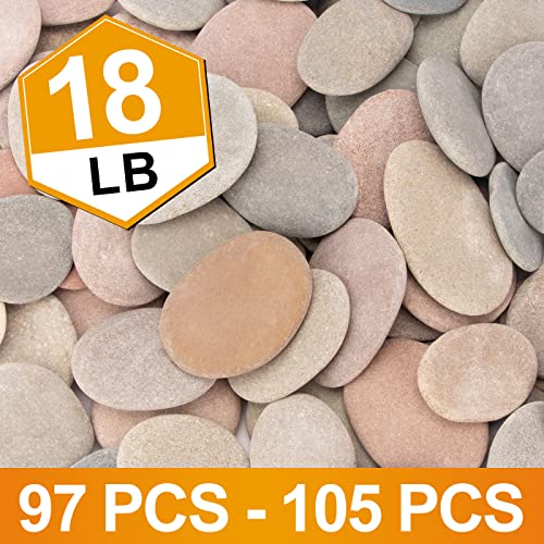 [About 97 PCS - 105 PCS](18 Pounds) Painting Rocks,2.33"-3.72" River Rocks,DIY Rocks,Flat Rocks,Craft Rocks,Natural Stones BLXQI