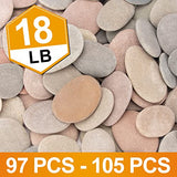 [About 97 PCS - 105 PCS](18 Pounds) Painting Rocks,2.33"-3.72" River Rocks,DIY Rocks,Flat Rocks,Craft Rocks,Natural Stones BLXQI