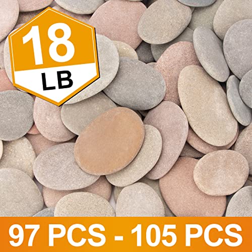 [About 97 PCS - 105 PCS](18 Pounds) Painting Rocks,2.33"-3.72" River Rocks,DIY Rocks,Flat Rocks,Craft Rocks,Natural Stones - WoodArtSupply