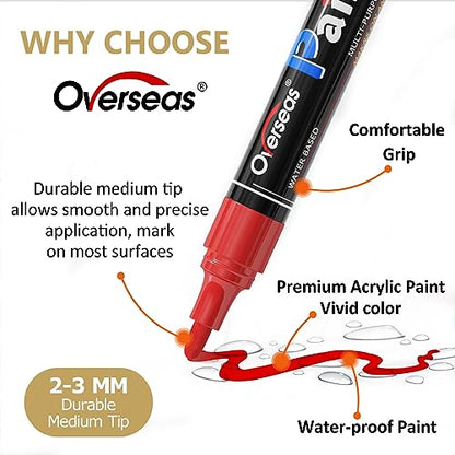 Overseas White Paint Pens Paint Markers - Permanent Acrylic Markers 2 Pack, Water Based, Quick Dry, Waterproof Paint Marker Pen for Rock, Wood, - WoodArtSupply