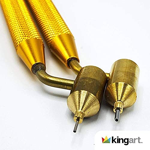 KINGART Fine Line Painting Pen 0.5mm Fine Line Brass Tips. Fluid Writer Paint Applicator Pen with Reservior, Prefect Tool for Drawing Lines, KINGART