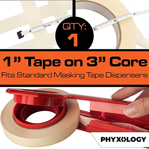 No-Residue 1 In, 60 Yd Masking Tape 1 Pk. Easy-Tear Pro-Grade Removable Painters Tape Great for Home Office or Commercial Contractor. Clean, Phyxology Supply