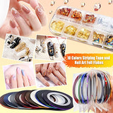 JOYJULY Nail Brushes for Nail Art, Nail Art Kit for Beginners with Nail Art Brushes Dotting Tools Holographic Nail Art Stickers Nail Foil Tape Strips JOYJULY