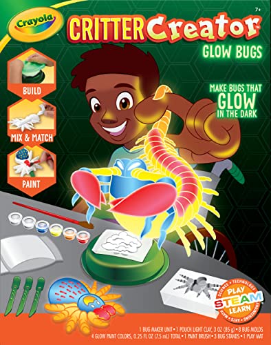 Crayola Glow in The Dark Critter Creator, Clay Bug Toy Kit for Kids, Fake Bug Molds, Includes Clay & Paint, Gift for Kids, Ages 7+ Crayola