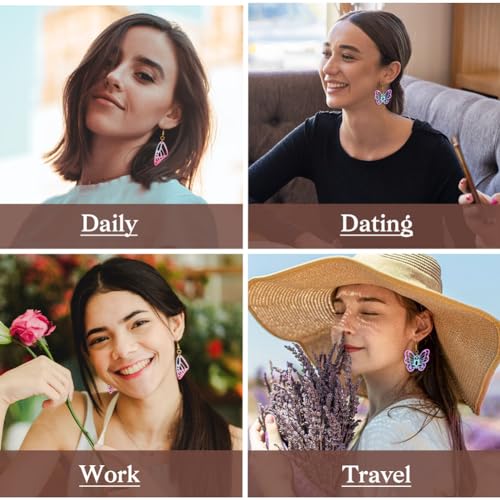 EEE ELECRELIVE 48pcs Wood Butterfly Charms Unfinished Natural Wood Filigree Wing Pendants & 50pcs Earring Hooks & 50pcs Jump Rings for Boho Earring EEE ELECRELIVE