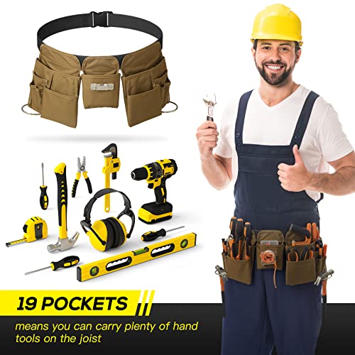 KOYYTO 19 Pocket Tool Belts with Quick Release Buckle- Heavy Duty Detachable & Adjustable Utility Belt,Work Apron for Men and Women,for - WoodArtSupply