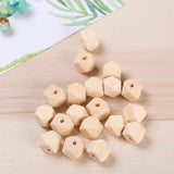 SUPVOX 100PCS Unpainted Faceted Geometric Wood Beads-12mm Natural Color Polygons Shape DIY Wooden Spacer Beads with Hole for Handmade Necklace SUPVOX