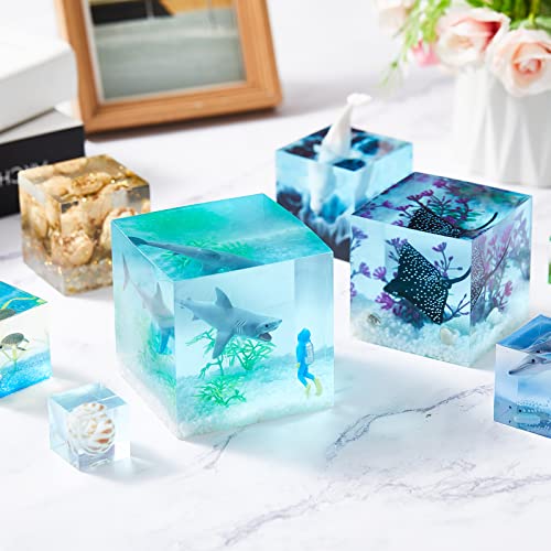 12Pcs Transparent Resin Molds Silicone Set, Clear Silicone Molds for Epoxy Resin Include Seamless Sphere ,Deep Cube Resin Molds Silicone,Molds for Loyohep