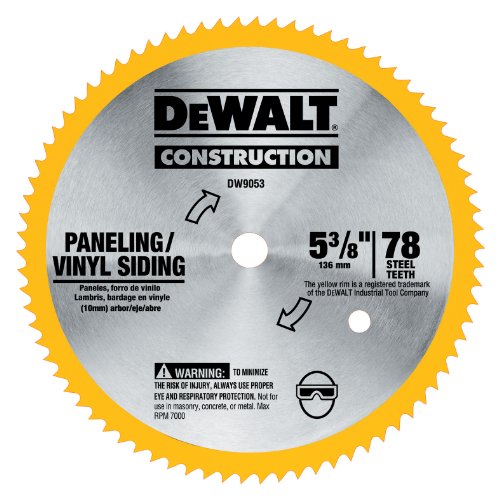 DEWALT Circular Saw Blade, 5 3/8 Inch, 80 Tooth, Vinyl Cutting (DW9053) - WoodArtSupply