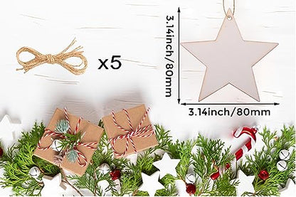 205PCS Wooden Crafts to Paint, Assorted Size Christmas Tree Hanging  Ornaments Mini Wooden Stars Slices Unfinished Wood DIY Crafts