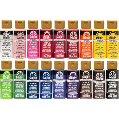 FolkArt Acrylic Paint Set (2-Ounce), PROMOFAI Colors I (18 Colors) - WoodArtSupply