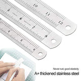 Elisel 3 PCS Stainless Steel Ruler Set with Inch and Metric Graduation, 12 Inch, 8 Inch and 6 Inch(Silvery) Elisel
