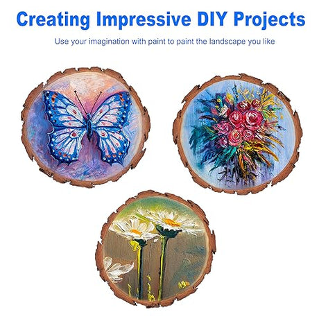 50 PCS 4-4.7 Inch Natural Wood Slices, Unfinished Pine Wood Circles with Barks for Coasters, DIY Crafts, Christmas Rustic Wedding Ornaments and GNIEMCKIN