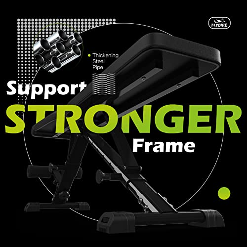 FLYBIRD Weight Bench, Adjustable Strength Training Bench for Full Body Workout with Fast Folding-New Version FLYBIRD