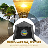 ADVANCE OUTDOOR 8X14 ft Steel Metal Peak Roof Anti-Snow Portable Garage Shelter Storage Shed Carport for Motorcycle Bike or Garden Tools with 2 Roll ADVANCE OUTDOOR