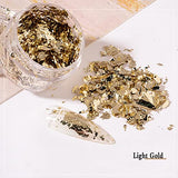 Nail Foil Flakes 4 Bottles Gold Foil Flakes Metallic Gold Foil Set for Nails, Resin, Epoxy, Makeup, Jewelry, Candle Molds UVANKAUP