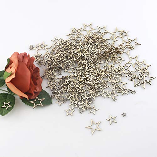 EXCEART 200pcs Star Shape Unfinished Wood Pieces Wooden Hollow Star Embellishments Cutouts Wooden Frames Pendant DIY Craft Jewelry Making Charms EXCEART