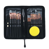 Transon Art Paint Brush Kit 16 Paint Brushes with Foam Brush Sponge Spatula and Brush Case for Oil, Acrylic, Watercolor, Gouache, Painting Black TRANSON
