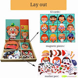 Wooden Magnetic Jigsaw Puzzles Toy, Toddler Craft Toys Educational Travel Puzzle Games Double Sided Drawing Easel for Boys and Girls QIAONIUNIU