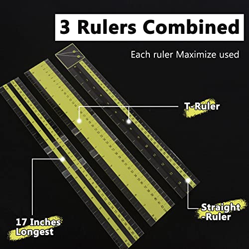 UPTTHOW T-Shirt Alignment Ruler Guide Tool to Center Designs Acrylic Transparent Movable T ruler Set for Heat Press Adult Kids Children Little Boys UPTTHOW
